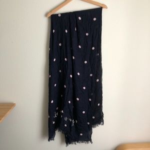 Kate Spade Navy Blue with Pink Polka Dots Scarf